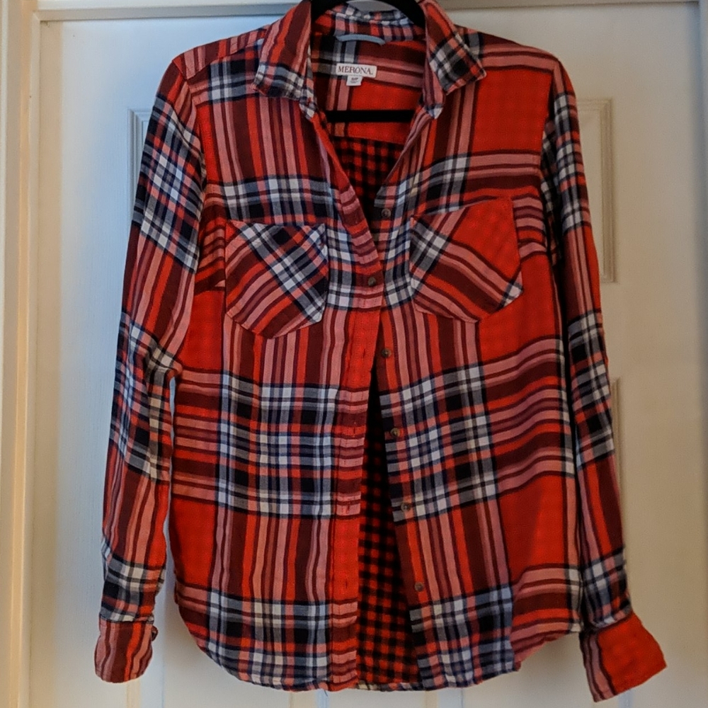 Plaid Red Boyfriend Button Up